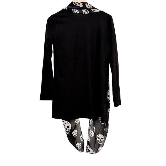 Gasparilla Womens Cardigan Sweater Open Front Skull Print Halloween Black Medium - Picture 3 of 4